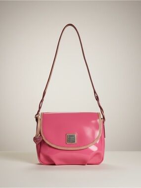 Dooney & Bourke Pink Patent Leather Shoulder Bag Red Lining Heart Charm Y2K